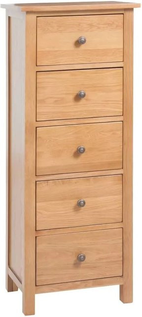 vidaXL Hohe Kommode aus Massivholz Eiche in Braun, B/T/H: 45 x 32 x 110 cm - Bild 1