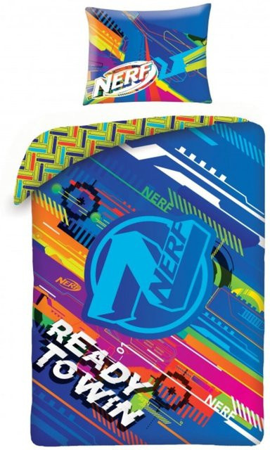 Nerf Bettwäsche aus Baumwolle mit Bettbezug und Kissenbezug, Mehrfarbig, B/H: 140 x 200 cm - Bild 1