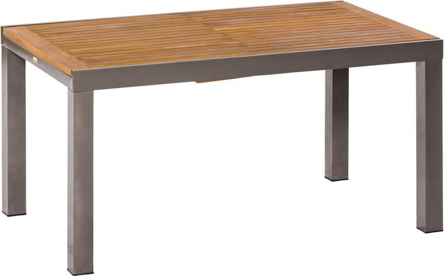 Merxx Gartentisch Santorin aus Akazienholz, rechteckig und ausziehbar, grau/braun, B/T/H: 150 x 90 x 74 cm - Bild 1