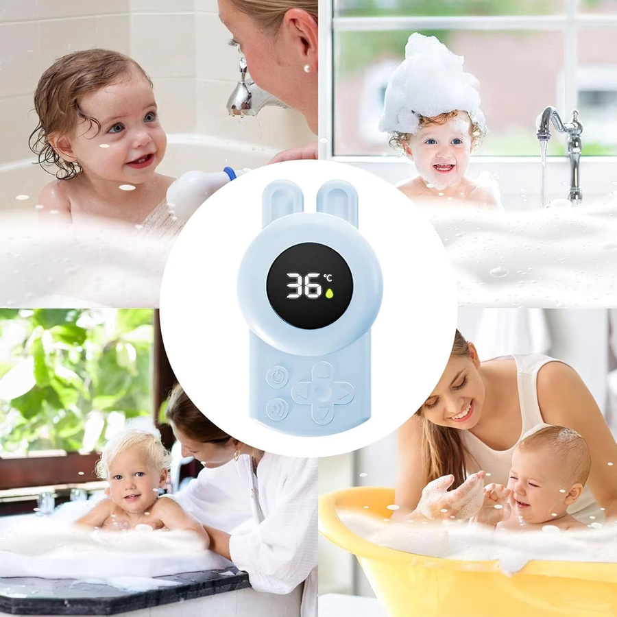 JUSTLANG Blue Seal Baby Badewanne mit LED Thermometer und schwimmendem Temperatursensor in Blau - Bild 2