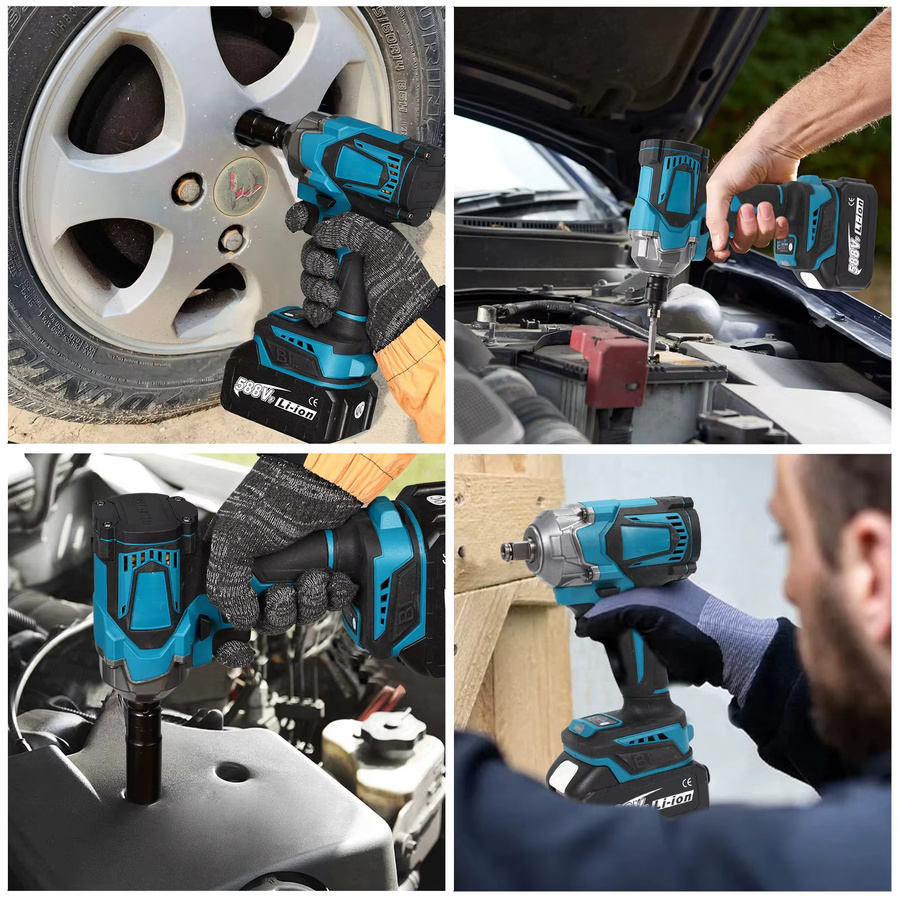 GECOFEER Bürstenloser Akku-Elektroschrauber-Satz mit 1200/1800 N·m Drehmoment, 1/2 Zoll Antrieb, Blau, inklusive Akku für Auto- und LKW-Reparaturen - Bild 4