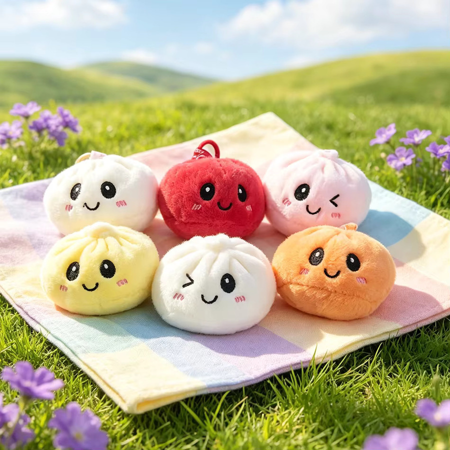 Bandai Kawaii Niedlicher Plüsch-Teigtaschen-Schlüsselanhänger mit Kugelkette - Bild 3