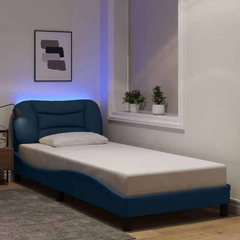 Polsterbett Hvar von vidaxl mit LED in Blau, B/T/H: 90 x 190 cm - Bild 1