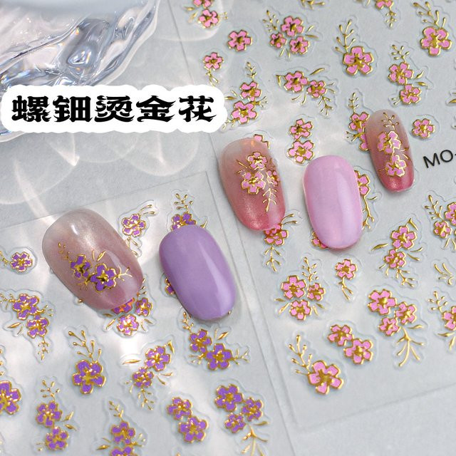 NAILFYOU Nagelaufkleber Goldfolie Blumen, Unisex - Bild 1