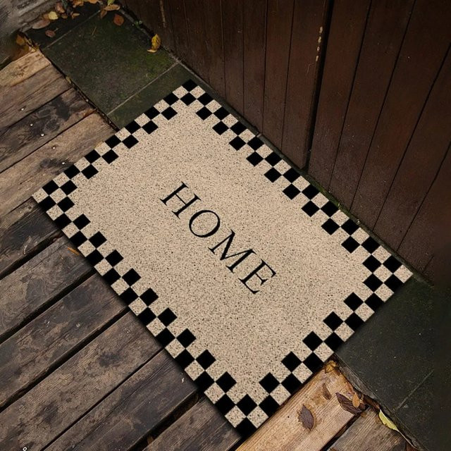 Karierte HOME Fußmatte in Beige, rutschfest und waschbar, minimalistischer nordischer Stil, B/T: 60 x 40 cm - Bild 1