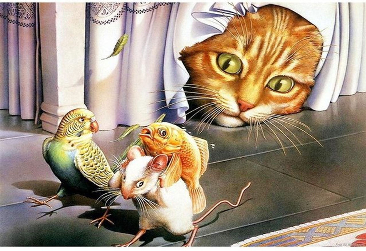 FIYO Diamond Painting Set Katzen Motiv 5D DIY Stickerei Mosaik mit Strass Steinen, Mehrfarbig, B/H: 30 x 20 cm - Bild 1