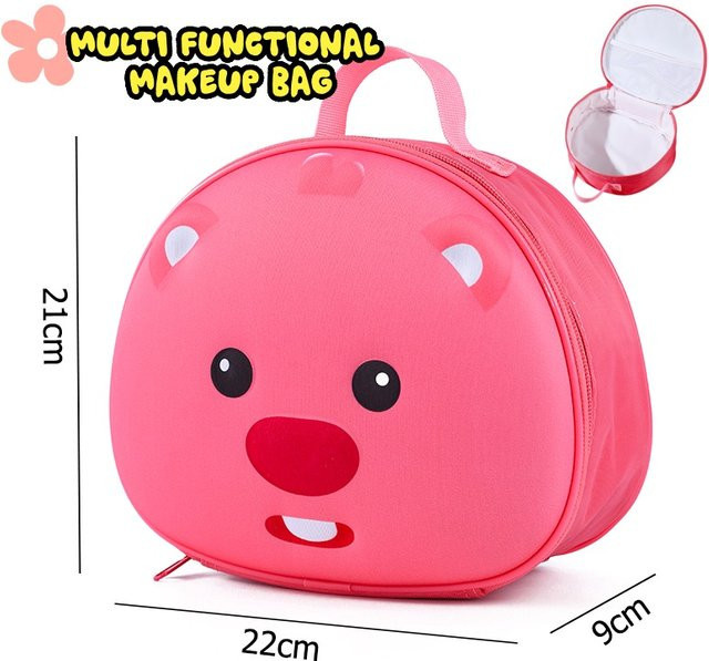 Wasserdichte Kosmetiktasche im japanischen Cartoon-Stil mit Loopy Beaver-Motiv von Pororo in Pink - Bild 1