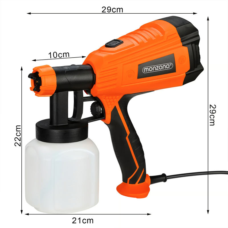 MONZANA Elektrisches Handheld Farbsprühgerät mit 500W in Orange für Lack, Glasur und Lacke mit einstellbarem Sprühmuster - Bild 3