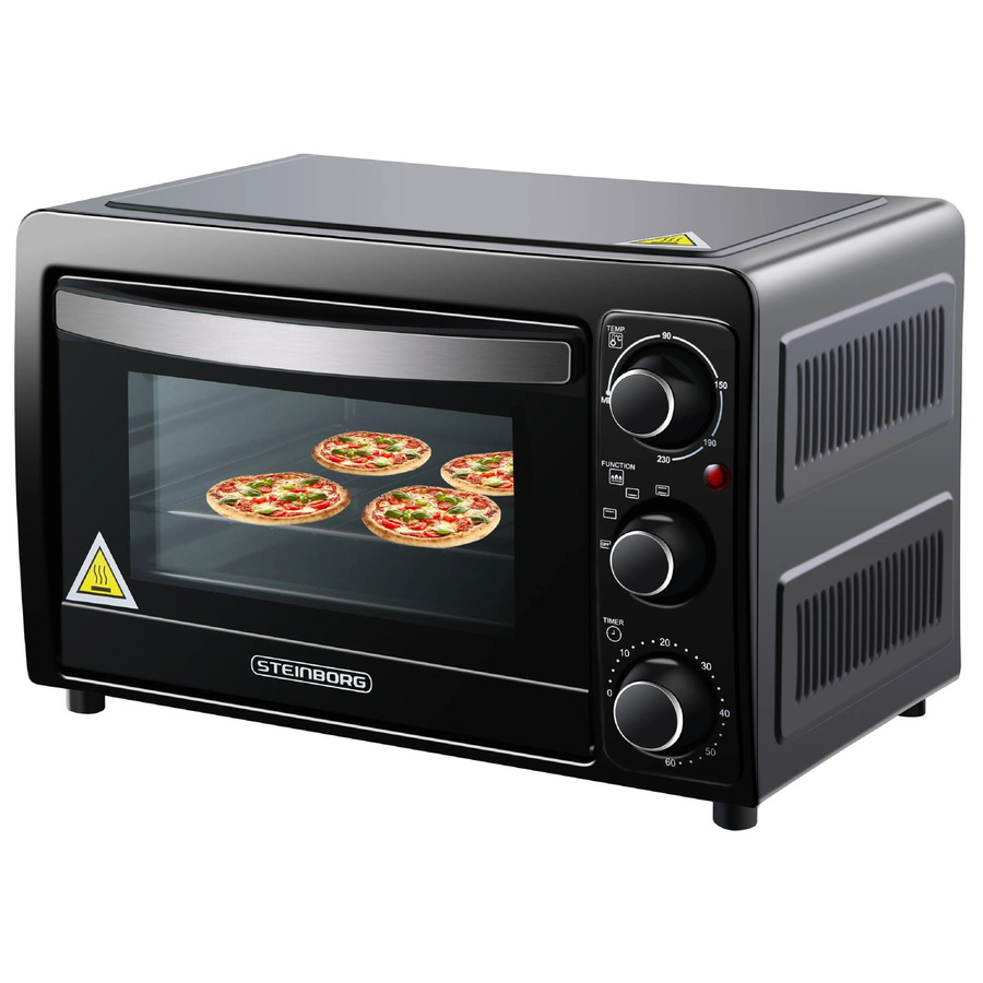 Steinborg Minibackofen 15 Liter Schwarz mit Timer und Ober-/Unterhitze 1300 Watt - Bild 2