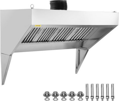 VEVOR Gewerbliche Dunstabzugshaube aus Edelstahl in Silber, B: 240 cm, T: 90 cm, H: 76 cm, mit 4 abnehmbaren U-förmigen Ölfilternetzen - Bild 1