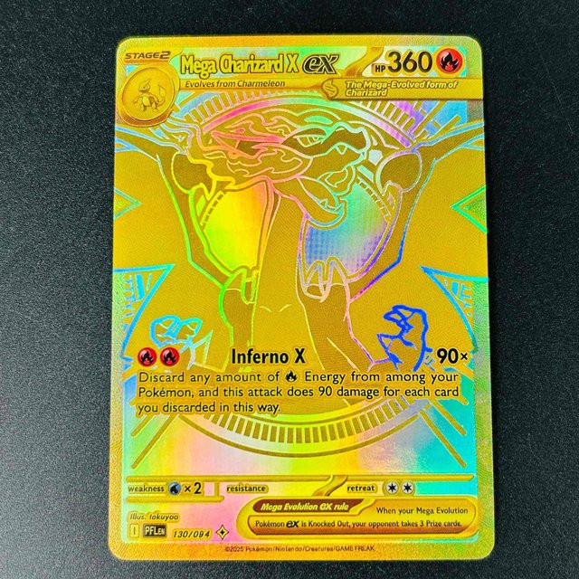 Keeppley Pokémon Mega Charizard X ex Gold Textur DIY-Karte, Gold, Bunt / Mehrfarbig - Bild 1