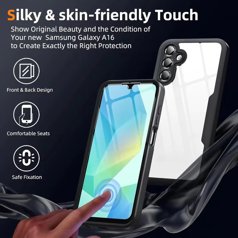 Klar 360 Grad Ganzkörper-Schutzhülle mit Displayschutz für Samsung Galaxy A55 A35 A15 A05s A56 A36 A26 A16 A06 A57 A37 A27 A17 A07 stoßfeste Abdeckung in Transparent - Bild 3