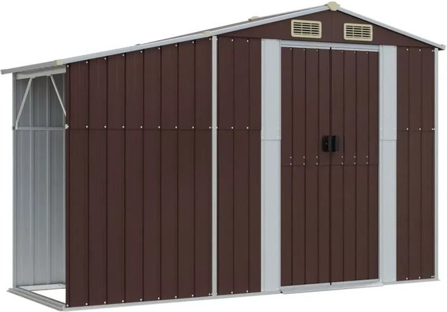 vidaXL Gerätehaus aus verzinktem Stahl in Braun B: 277 cm, T: 93 cm, H: 179 cm - Bild 1