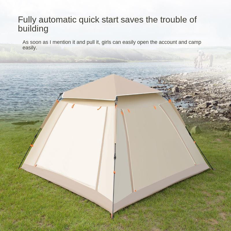 Binchi Outdoor Sturmparkzelt beige, faltbares und winddichtes Automatikzelt mit Glasfasergestänge - Bild 3