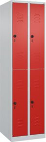 C+P Doppelstock-Spind Classic PLUS mit 2 Abteilen, Stahl, grau/rot, H x B x T: 185 x 50 x 50 cm - Bild 1