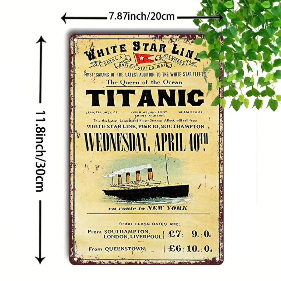 Potdemiel Vintage Titanic Metall-Wandkunst Retro-Eisenschild, B/H: 30,0 x 20,0 cm - Bild 2