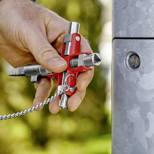 Knipex Universal-Schaltschrankschlüssel Bau 00 11 06 V01 aus Zinkdruckguss in Silber und Rot - Bild 1