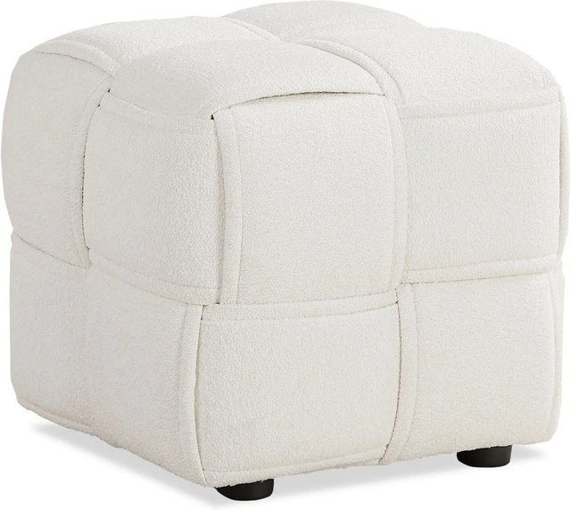 Homestyle4u Sitzhocker Beige Bouclé Sitzwürfel Polsterhocker B/T/H: 46 x 41 x 41 cm - Bild 1