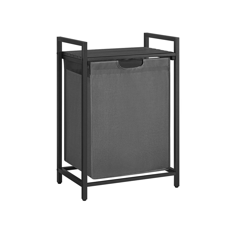 Vasagle Wäschesammler mit Ablage Schwarz-Grau B/T/H: 50 x 33 x 72 cm - Bild 2