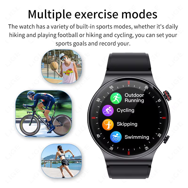 LIGE Smartwatch, Schwarz, Silikon, NFC, Bluetooth, Unisex - Bild 6
