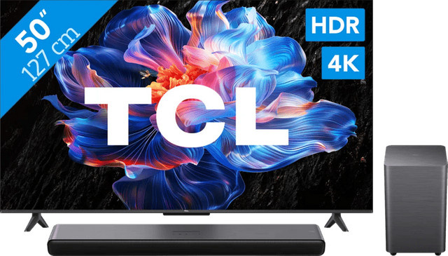 TCL 50 Zoll LED 4K UHD Smart TV P61K (2025) und TCL S55H 2.1 Soundbar Set in Schwarz - Bild 1