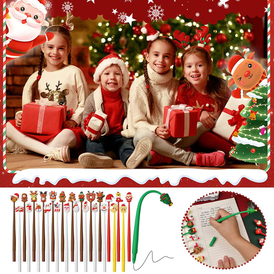 FunStationery Cartoon Weihnachten Gelstift mit weichem Silikon-Shell und 3D-Kopf, 0,5mm, Mehrfarbig - Bild 2