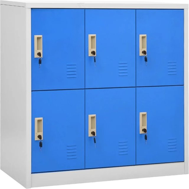 vidaXL Schließfachschränke aus Stahl im 2er-Set, Hellgrau und Blau, B/T/H: 90 x 45 x 92,5 cm - Bild 1