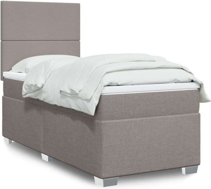 vidaxl Boxspringbett mit Matratze in Taupe meliert und Weiß aus Stoff und Holzwerkstoff, B/T/H: 80 x 200 cm - Bild 1