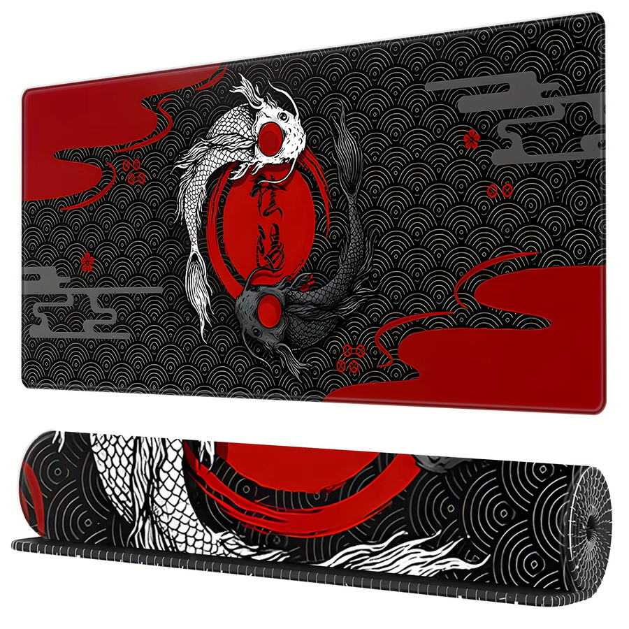 Mairuige Ukiyo-e Yin-Yang Koi Mauspad in Rot und Schwarz - Bild 2