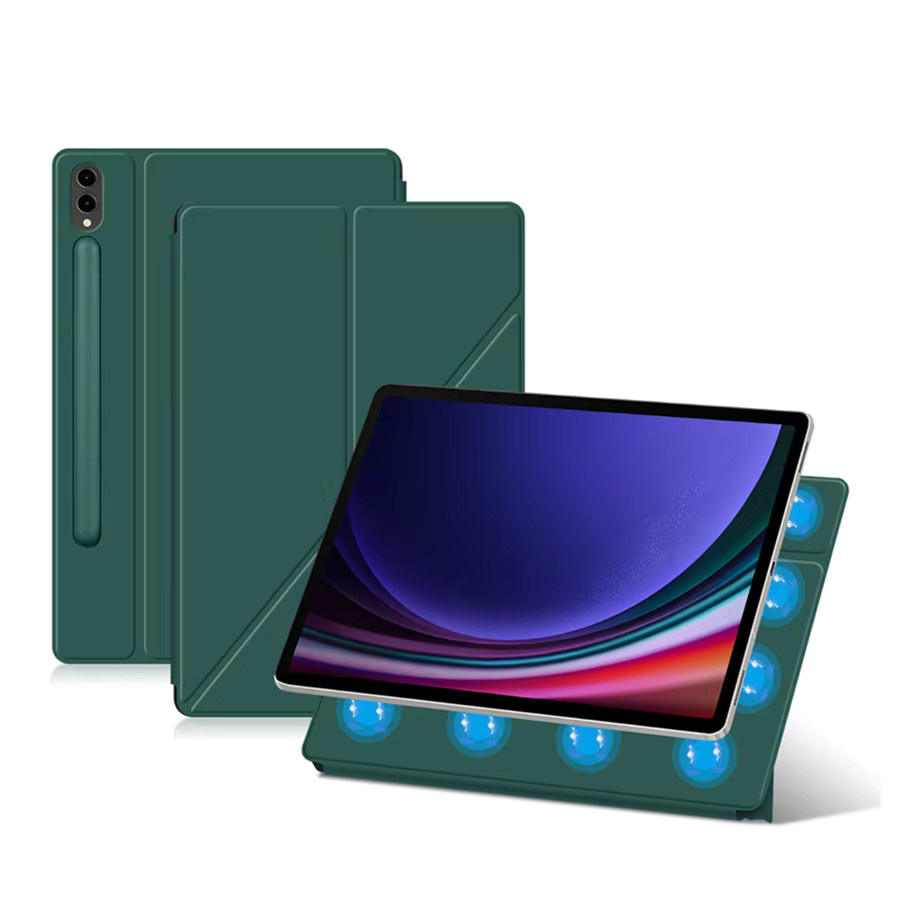 Magnetische Schutzhülle aus PU-Leder für Samsung Galaxy Tab S7 S8 S9 FE Plus 12,4 Zoll in Pink und Green - Bild 2