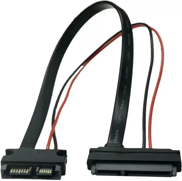 BSN SATA-Kabel Konverter von 22Pin 7+15 Buchse auf Slimline SATA 13Pin 7+6 Stecker, Schwarz, Länge: 30 cm - Bild 1