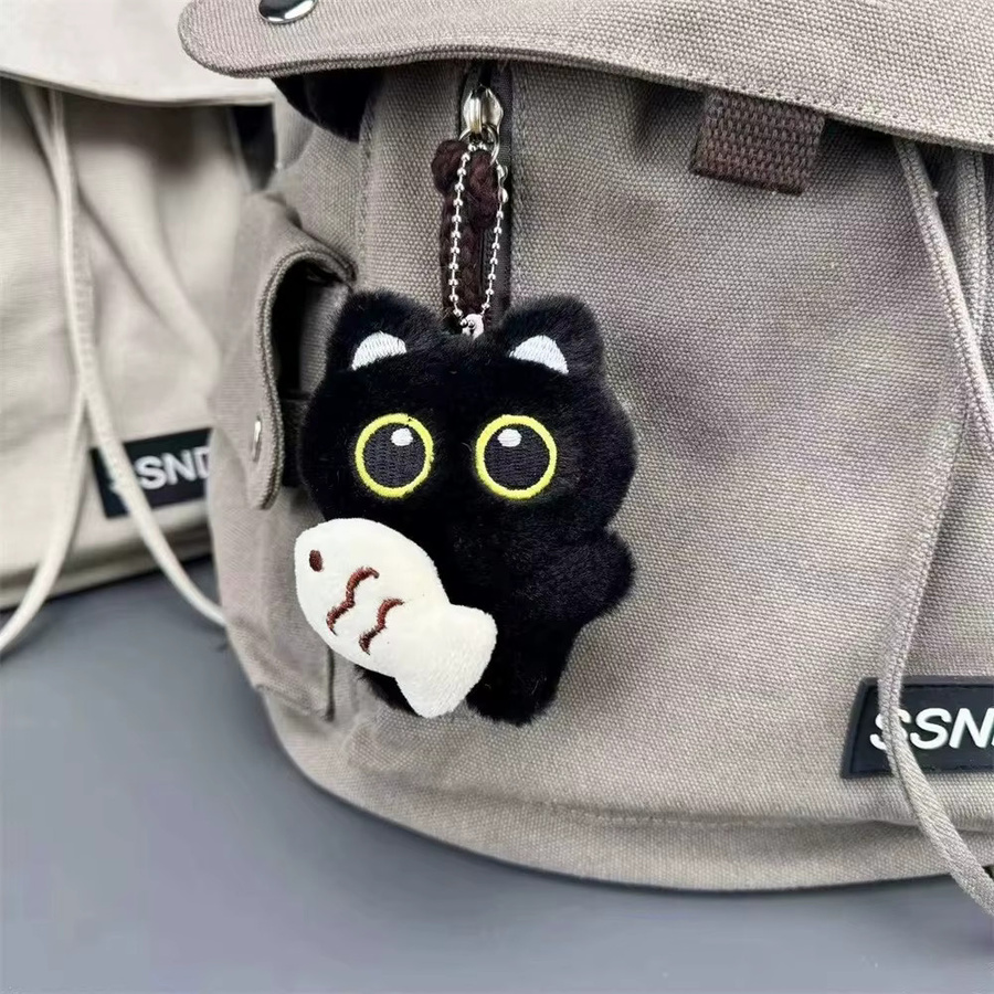Schlüsselanhänger Plüsch, schwarze Katze, Damen - Bild 2
