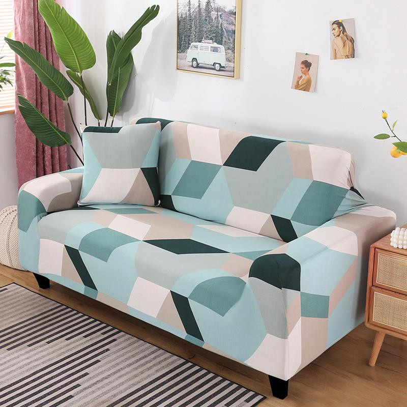 Stretch-Sofabezüge mit geometrischem Aufdruck im modernen Stil für 1- bis 4-Sitzer Sofas, Mehrfarbig, Material: Polyester, Kissenbezug Breite: 45 cm, Breite: 45 cm, Höhe: 45 cm, Tiefe: 45 cm - Bild 2