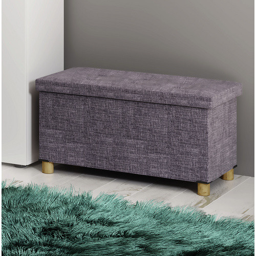 VCM Sitztruhe Sizos L Stoff Sitzbank mit Aufbewahrungsfunktion, Schwarz/Anthrazit, H x B x T: 40 x 76 x 38 cm - Bild 3
