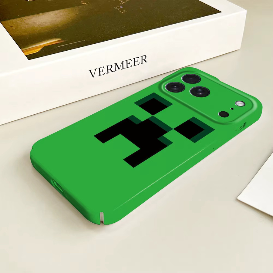 M-Mine Glänzende HD Hartschalen-Handyhülle für iPhone 17 16 15 14 13 12 11 Pro Max Plus Mini in Green mit C-Creeper C-Craft Design - Bild 3