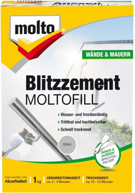 Moltofill Blitzzement Molto Spachtelpulver Grau 1 kg - Bild 1