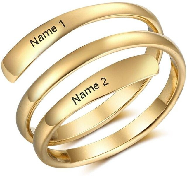 Personalisierte Namensringe Edelstahl, Gold, Damen - Bild 1