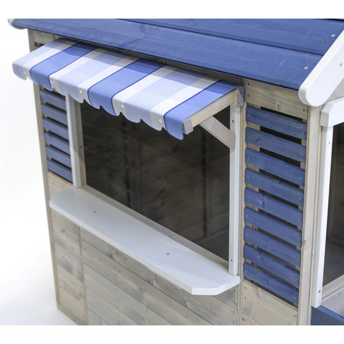 Wendi Toys Kinderspielhaus Delfin aus Holz mit Kaufladen-Fenster und Markisen, Blau/Natur - Bild 4