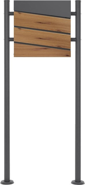 ML-Design Standbriefkasten mit Zeitungsfach in Anthrazit und Holzoptik, B/T/H: 37 x 37 x 11 cm, Standhöhe: 120 cm - Bild 2