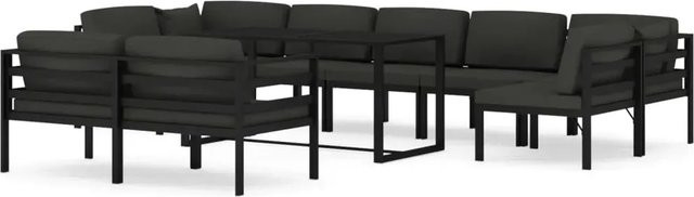 vidaXL 10-tlg. Garten-Lounge-Set aus Aluminium mit Kissen in Anthrazit - Bild 1