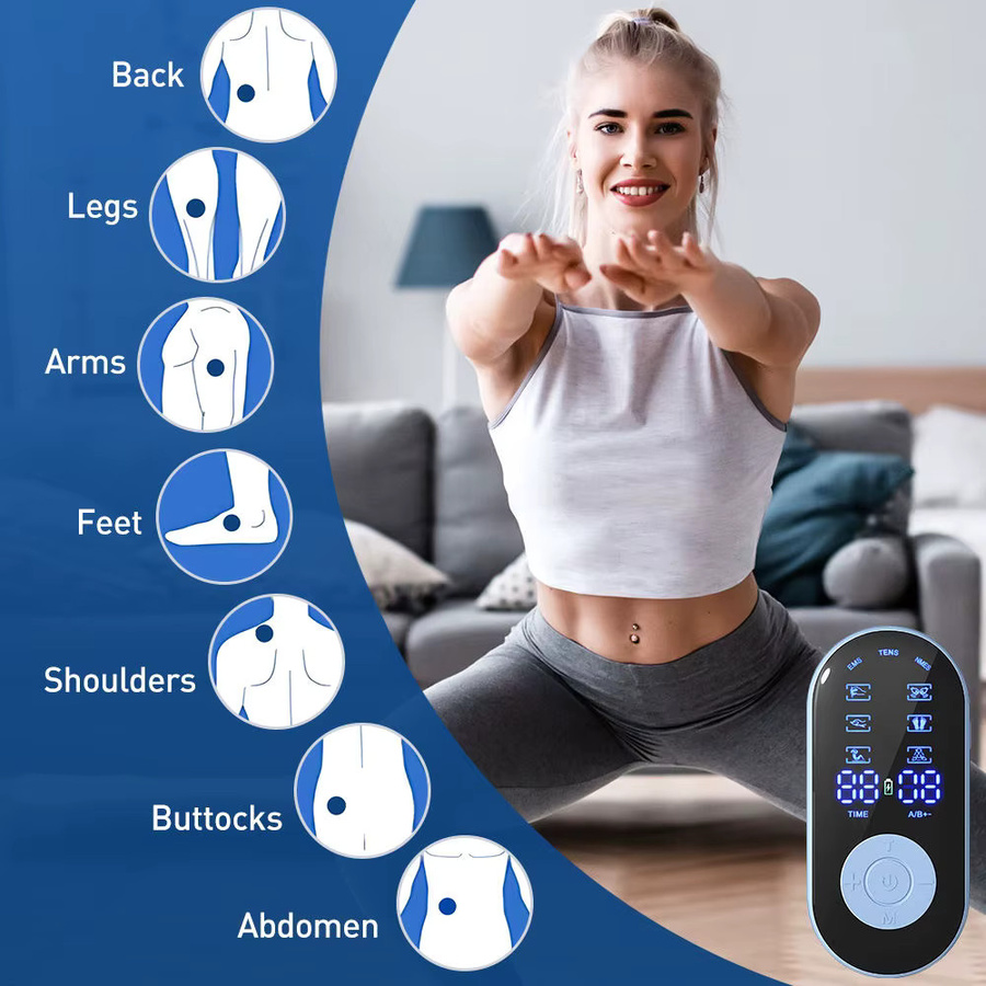 Jitesy Elektrisches TENS-Gerät und EMS-Muskelstimulator zur Schmerzlinderung für Rücken und Nacken in Schwarz - Bild 4