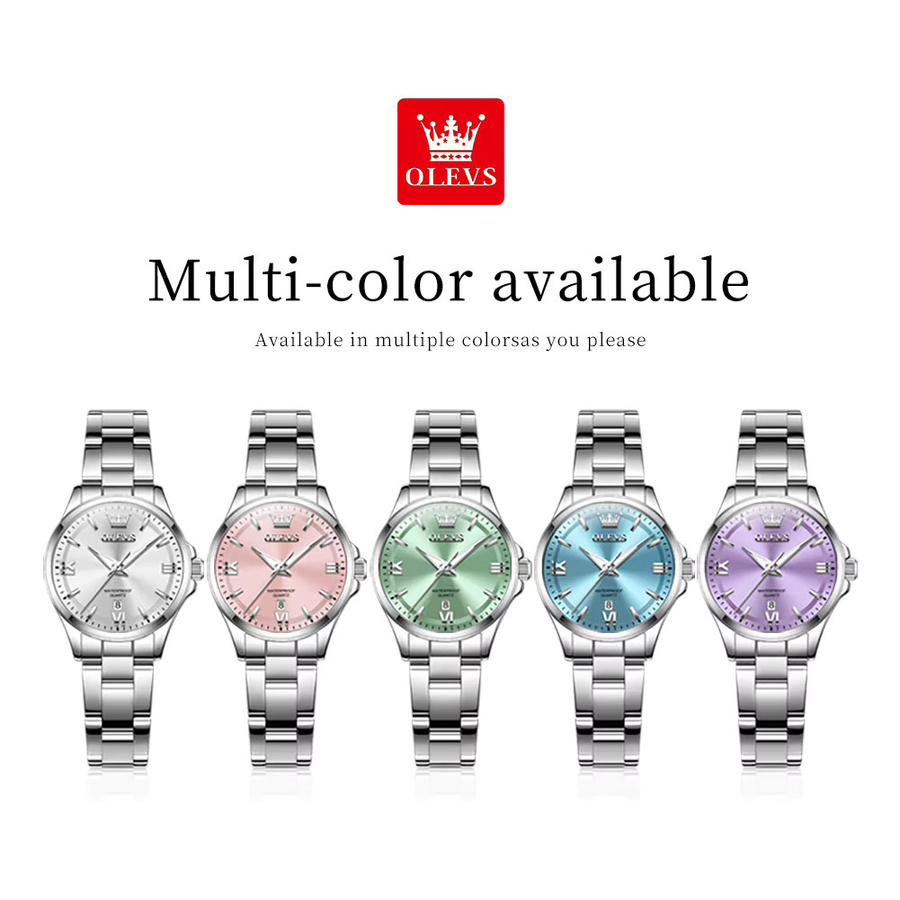OLEVS Armbanduhr Edelstahl, Quarz, Silber, Datum, Damen - Bild 3
