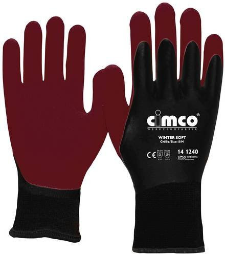 Cimco Winter Soft Arbeitshandschuhe aus Vinyl in Dunkelrot/Schwarz, Größe XL, EN 388 - Bild 1