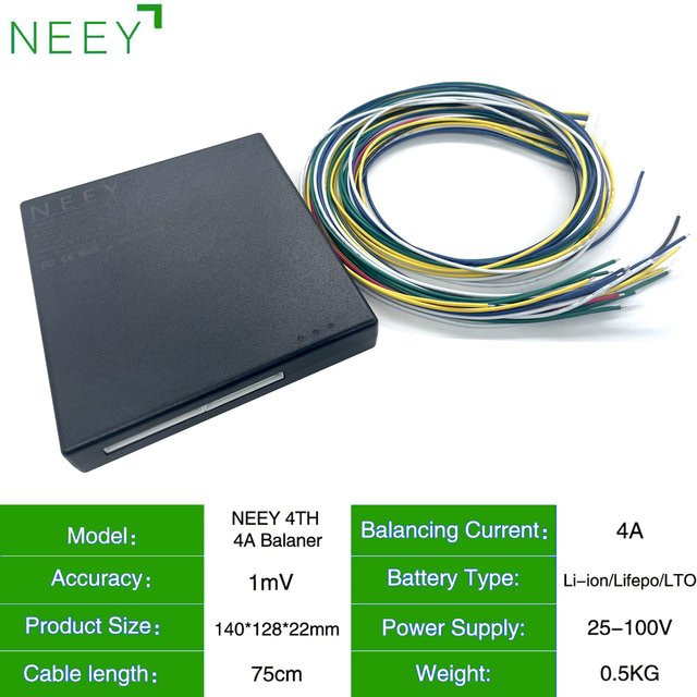 Neey 4. Generation 4A Active Balancer für Li-Ion und LiFePO4 Batterien, Smart Energy Equalization, Schwarz - Bild 1