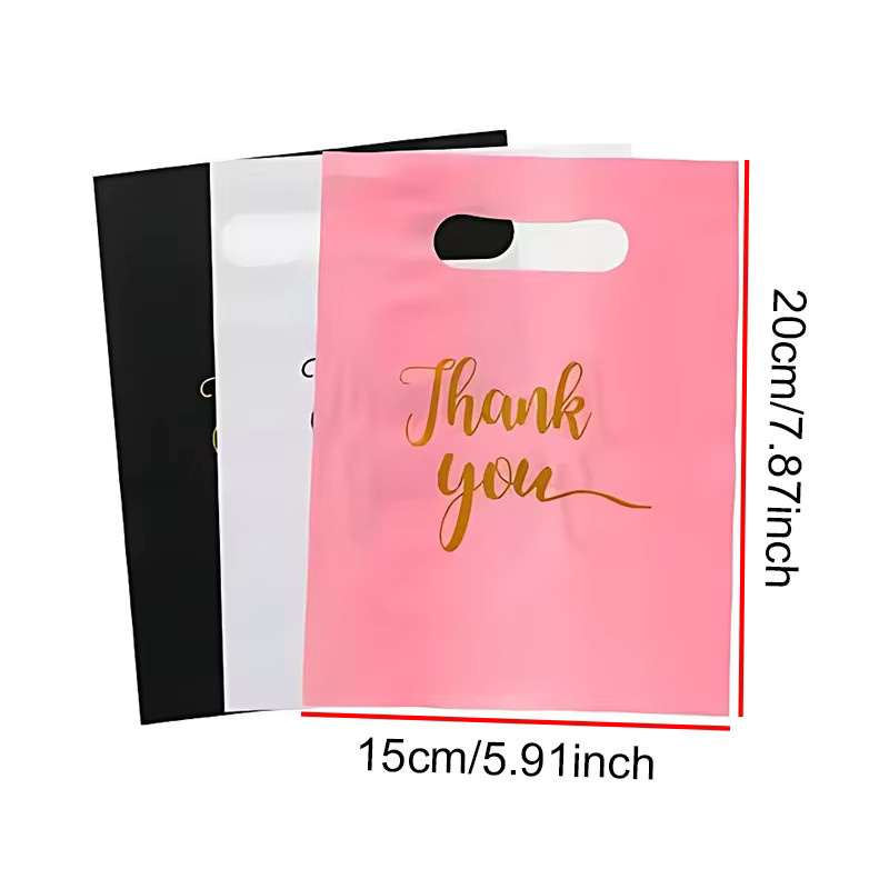 20 Stück Dankeschön-Geschenktüten aus Kunststoff von ZYF in Schwarz, Weiß und Rosa - Bild 6