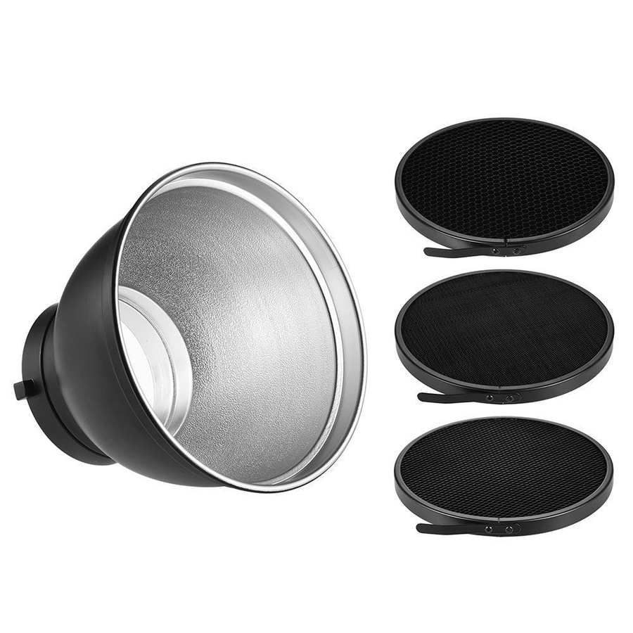 Igeteck Reflektor Diffusor Lampenschirm Schale mit Wabengitter aus Aluminium in Schwarz oder Silber - Bild 4