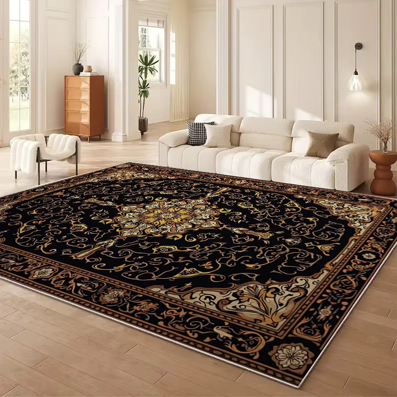 RAKKS Orient Teppich in Schwarz-Gold für Wohnzimmer und Schlafzimmer - Bild 1