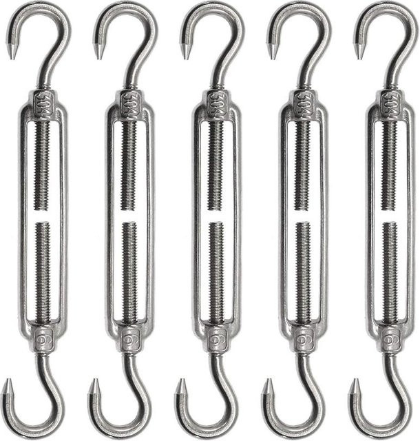 Binchi Outdoor Equipment Drahtseilspanner M6 aus 304 Edelstahl mit Haken, 5 Stück, Silber - Bild 1