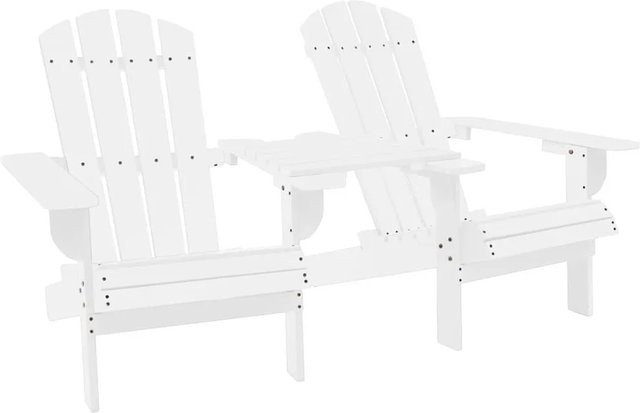 vidaXL Adirondack Gartenstuhl-Set mit Tisch aus massivem Tannenholz in Weiß - Bild 1