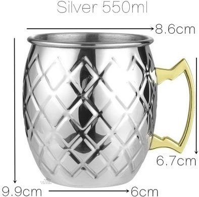 Tazas Moscow Mule Becher aus Edelstahl, gehämmert, Kupfer und Silber, 550 ml - Bild 1